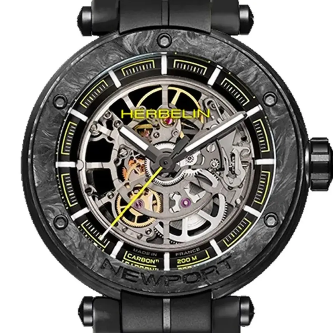 montre_newport_carbon_tit_1.webp Homme Herbelin Montre Newport Carbon Titane Squelette Edition Limitée 1888SQCTN14CA