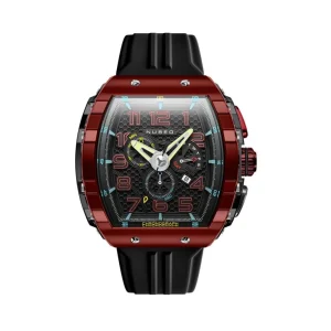 Homme NUBEO Montre Magellan Chronographe Retrograde Crimson Red NB-6088-03