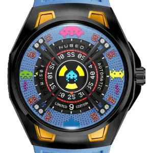 Homme NUBEO Montre Space Invaders Cosmics Blue Edition Limitée Automatique NB-6099-SI-03