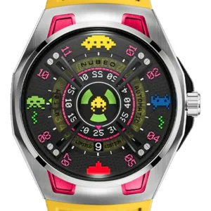 Femme NUBEO Montre Space Invaders Solar Yellow Edition Limitée Automatique NB-6099-SI-03