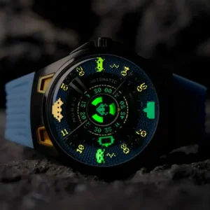 Homme NUBEO Montre Space Invaders Cosmics Blue Edition Limitée Automatique NB-6099-SI-03