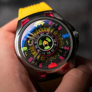 Femme NUBEO Montre Space Invaders Solar Yellow Edition Limitée Automatique NB-6099-SI-03
