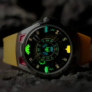 Femme NUBEO Montre Space Invaders Solar Yellow Edition Limitée Automatique NB-6099-SI-03